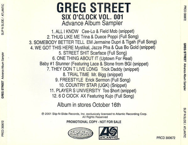 Buy Greg Street : Six O'Clock Vol. 1 (Advance Album Sampler