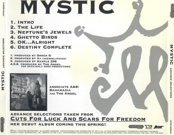 Mystic (6) : Advance Selections Taken From Cuts For Luck And Scars For Freedom (CD, Promo, Smplr)