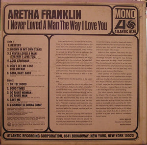 Aretha Franklin : I Never Loved A Man The Way I Love You (LP, Album, Mono)