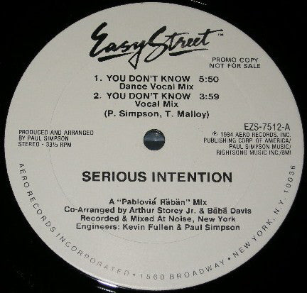 Serious Intention : You Don't Know (12