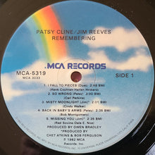 Load image into Gallery viewer, Patsy Cline &amp; Jim Reeves : Remembering Patsy Cline &amp; Jim Reeves (LP, Comp, Bla)