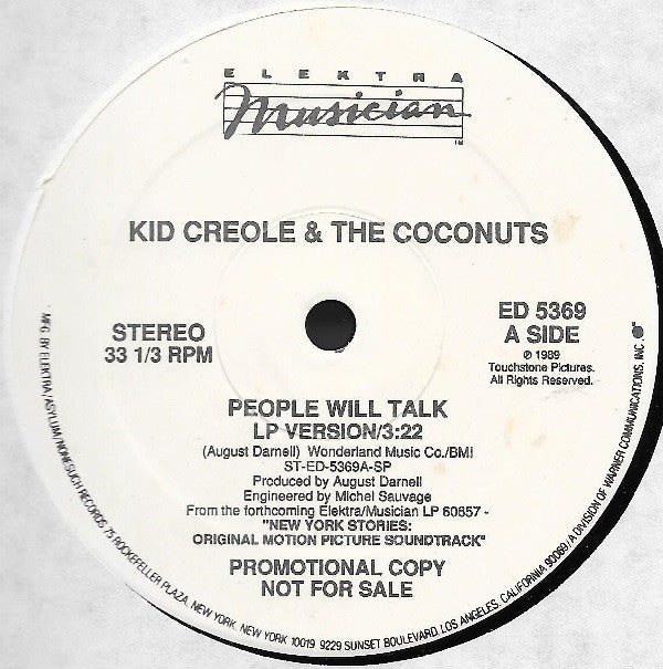 Kid Creole And The Coconuts : People Will Talk (LP Version B/W Club Mix) (12
