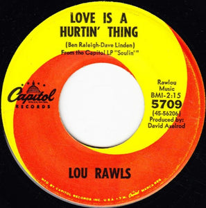 Lou Rawls : Love Is A Hurtin' Thing / Memory Lane (7", Scr)