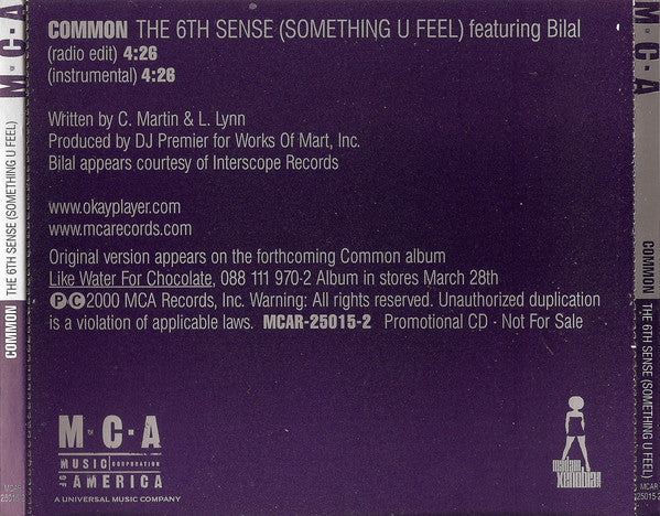 Common : The 6th Sense (Something U Feel) (CD, Single, Promo)
