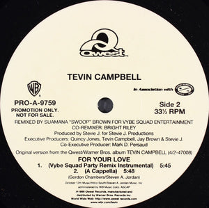 Tevin Campbell : For Your Love (Remixes) (12", Promo)