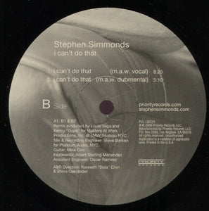 Stephen Simmonds : I Can't Do That (12", Single)