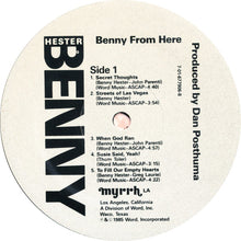 Load image into Gallery viewer, Benny Hester : Benny From Here (LP)