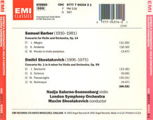 Load image into Gallery viewer, Barber* · Shostakovich* / Nadja Salerno-Sonnenberg · Maxim Shostakovich · London Symphony Orchestra* : Violin Concerto · Violin Concerto No. 1 In A Minor, Op. 99 (CD, Album)
