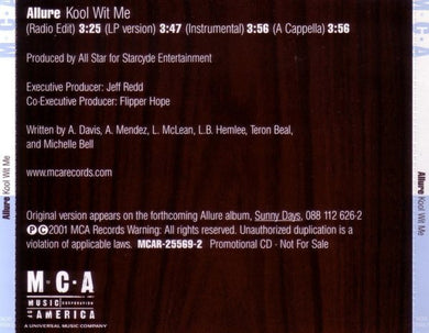 Allure (3) : Kool Wit Me (CD, Single, Promo)