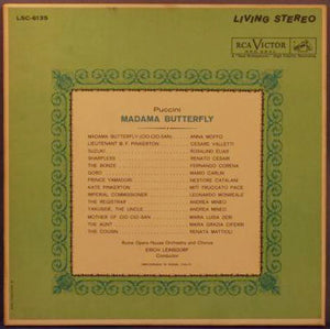 Puccini* - Moffo*, Elias*, Valletti*, Cesari*, Leinsdorf*, Orchestra* E Coro Del Teatro Dell'Opera Di Roma : Madama Butterfly (3xLP + Box)