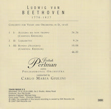 Load image into Gallery viewer, Ludwig Van Beethoven * Itzhak Perlman * Carlo Maria Giulini * Philharmonia Orchestra : Beethoven : Violin Concerto (CD, Club, RE)