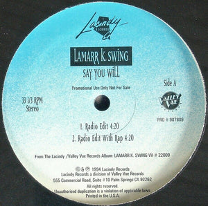 Lamarr K. Swing : Say You Will (12", Promo)