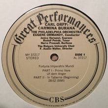 Load image into Gallery viewer, Orff* : Ormandy*, Philadelphia Orchestra*, Harsanyi*, Pertak*, Presnell*, Rutgers University Choir*, F. Walter* : Carmina Burana (LP, Album)