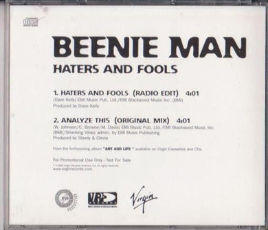 Beenie Man : Haters And Fools / Analyze This (CD, Promo)