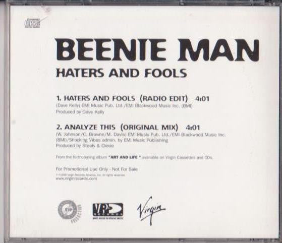 Beenie Man : Haters And Fools / Analyze This (CD, Promo)
