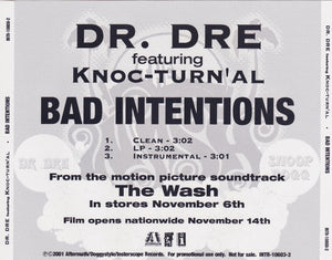 Bad intentions (2001, feat. knoc-turn'al) / the watcher ( album version )  by Dr. Dre, CDS with maziksound - Ref:115946979