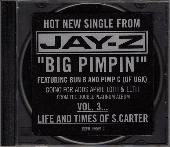 Jay-Z Featuring Bun B & Pimp C : Big Pimpin' (CD, Single, Promo)