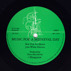 Various / New York Pro Musica : Music For A Medieval Day (LP, Mono)