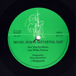 Various / New York Pro Musica : Music For A Medieval Day (LP, Mono)