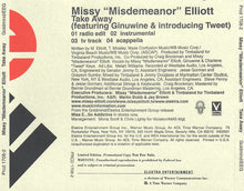 Load image into Gallery viewer, Missy &quot;Misdemeanor&quot; Elliott* feat. Ginuwine &amp; introducing Tweet : Take Away (CD, Single, Ltd, Promo)
