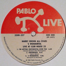 Load image into Gallery viewer, Harry Edison All-Stars : 'S Wonderful - Live At Club House 33 (LP, Album)