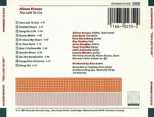 Alison Krauss : Too Late To Cry (CD, Album)