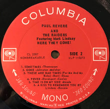 Load image into Gallery viewer, Paul Revere &amp; The Raiders Featuring Mark Lindsay : Here They Come! (LP, Album, Mono, RE)