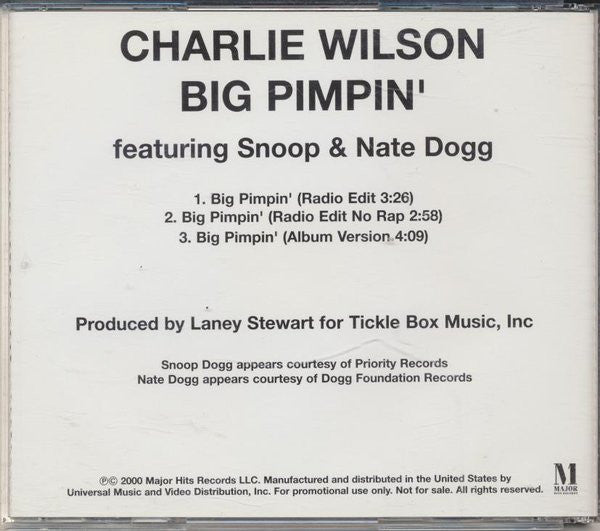 Buy Charlie Wilson Featuring Snoop*  Nate Dogg Big Pimpin' (CD, Single,  Promo) Online for a great price – Media Mania of Stockbridge