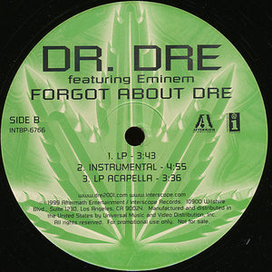 Dr. Dre Featuring Eminem : Forgot About Dre (12", Promo)