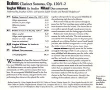 Load image into Gallery viewer, Brahms* / Vaughan Williams* / Milhaud* - Jonathan Cohler With Judith Gordon And Randall Hodgkinson : Clarinet Sonatas / Six Studies / Duo Concertant (CD, Comp)