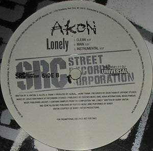 Akon : Lonely (12", Promo)