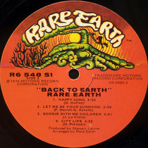 Rare Earth : Back To Earth (LP, Album)