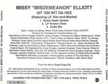 Load image into Gallery viewer, Missy &quot;Misdemeanor&quot; Elliott* Featuring Lil&#39; Kim And Mocha : Hit &#39;Em Wit Da Hee (CD, Single, Promo)