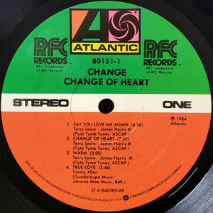 Change : Change Of Heart (LP, Album, AR )