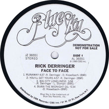 Load image into Gallery viewer, Rick Derringer : Face To Face (LP, Album, Promo)