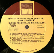 Load image into Gallery viewer, Smokey Robinson &amp; The Miracles : Make It Happen (LP, Album, Mono, RE)