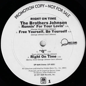 The Brothers Johnson* : Right On Time (LP, Album, Promo)