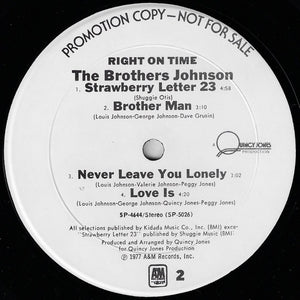 The Brothers Johnson* : Right On Time (LP, Album, Promo)