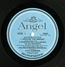 Load image into Gallery viewer, Felix Mendelssohn-Bartholdy, Otto Klemperer, Philharmonia Orchestra : Symphony No. 3 "Scotch" / Hebrides Overture (LP, Mono)