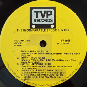 Brook Benton : The Incomparable... Brook Benton - 20 Of His Biggest Hits (2xLP, Album)