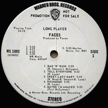 Load image into Gallery viewer, Faces (3) : Long Player (LP, Album, Promo, San)