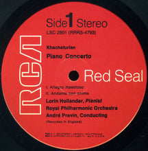 Load image into Gallery viewer, Aram Khatchaturian, Ernest Bloch - Lorin Hollander | André Previn, The Royal Philharmonic Orchestra : Piano Concerto / Scherzo Fantasque (LP, Album, RE)