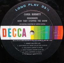 Load image into Gallery viewer, Carol Burnett : Carol Burnett Remembers How They Stopped The Show (LP, Album, Mono)