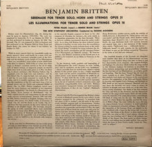 Load image into Gallery viewer, Benjamin Britten, Peter Pears, Dennis Brain, Sir Eugene Goossens, The New Symphony Orchestra Of London : Les Illuminations, Opus 18 / Serenade For Tenor, Horn And Strings, Opus 31 (LP, Album)