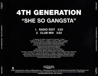 4th Generation : She So Gangsta (CD, Single, Promo)