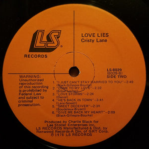 Cristy Lane : Love Lies (LP, Album)