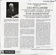 Load image into Gallery viewer, Lili Boulanger - Igor Markevitch, Orchestre Des Concerts Lamoureux, Choeurs Elisabeth Brasseur : Du Fond De L'Abîme · Psaume 24 · Psaume 129 · Vieille Prière Bouddhique · Pie Jesu (LP, Album, Mono)
