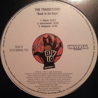 The Transitions : Back In Da Days & 5th Of Gin (12