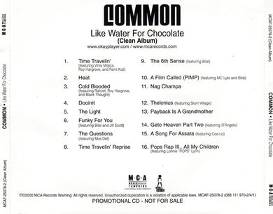 Common : Like Water For Chocolate (Clean Album) (CD, Album, Promo, Cle)