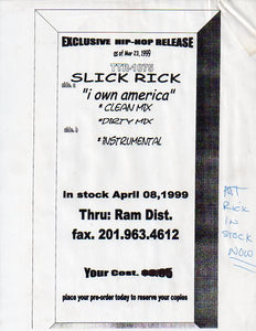 Slick Rick : I Own America (12", Unofficial)